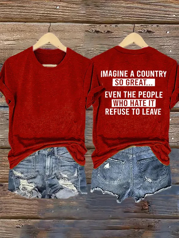 Women's IMAGINE A COUNTRY Print T-Shirt