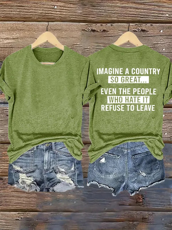 Women's IMAGINE A COUNTRY Print T-Shirt