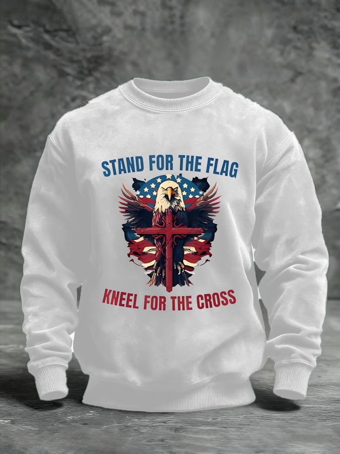 Unisex Stand For The Flag Kneel For The Cross Printed Casual Sweatshirt