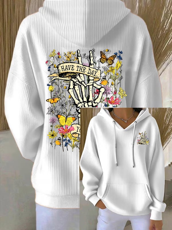 🔥Buy 3 Get 15% Off🔥Women's Flower skull hand gesture Of WDNC Club We Do Not Care Menopause Perimenopause Print Hoodie