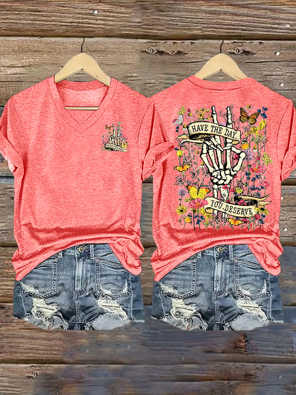 🔥Buy 3 Get 15% Off🔥Women's Flower skull hand gesture Of WDNC Club We Do Not Care Menopause Perimenopause Print T-Shirt