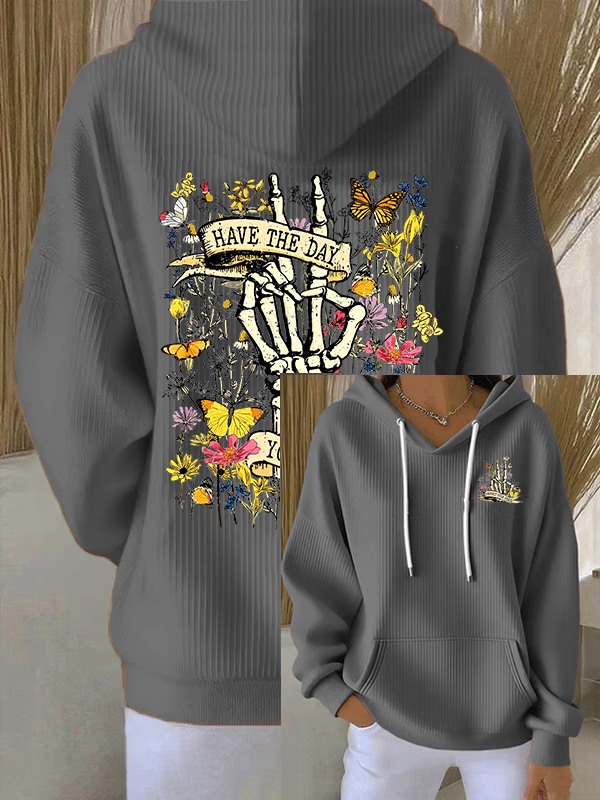 🔥Buy 3 Get 15% Off🔥Women's Flower skull hand gesture Of WDNC Club We Do Not Care Menopause Perimenopause Print Hoodie