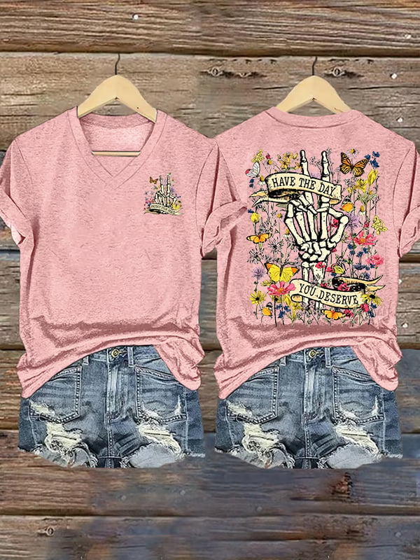 🔥Buy 3 Get 15% Off🔥Women's Flower skull hand gesture Of WDNC Club We Do Not Care Menopause Perimenopause Print T-Shirt