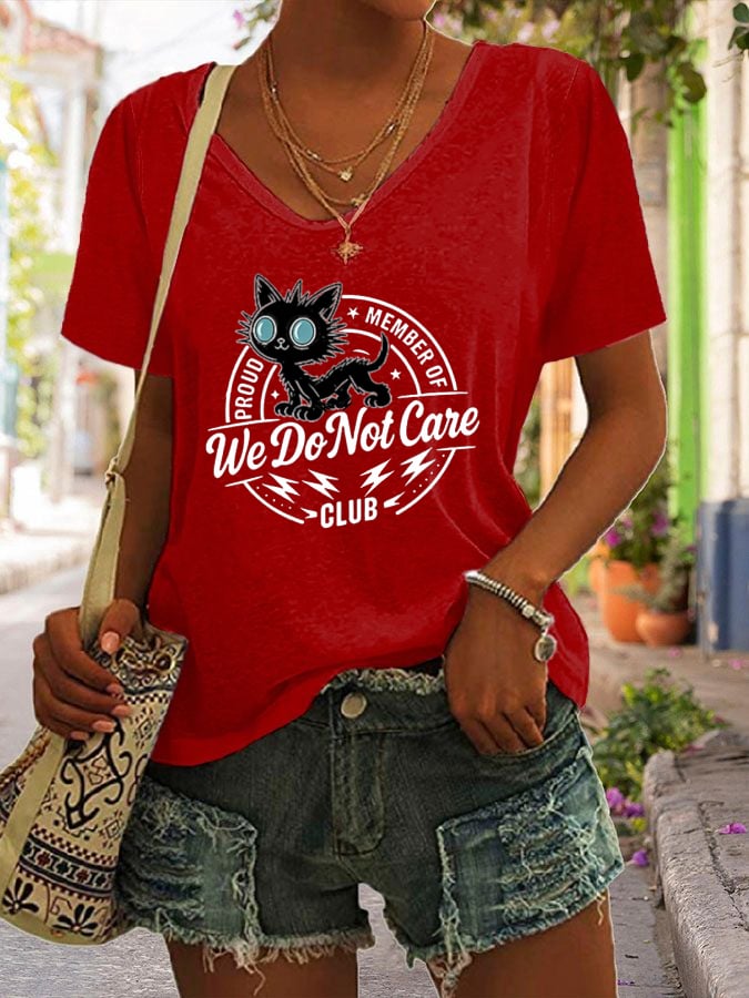 Women's Retro Funny Proud Member Of WDNC Club We Do Not Care Menopause Perimenopause Print T-Shirt