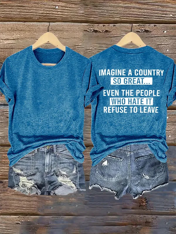 Women's IMAGINE A COUNTRY Print T-Shirt