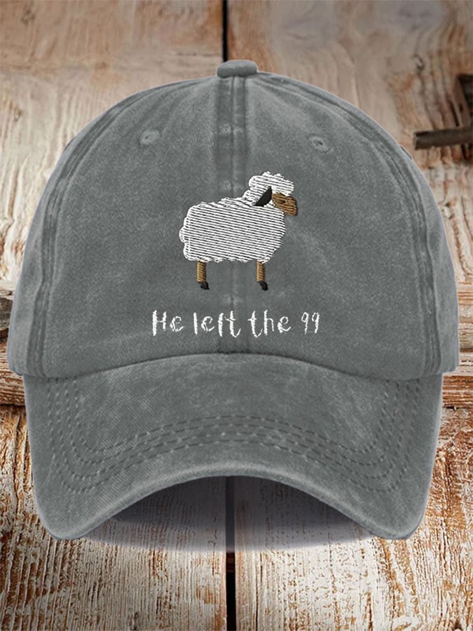 Unisex Distressed Washed Cotton Faith He Left The 99 To Rescue Me Hat