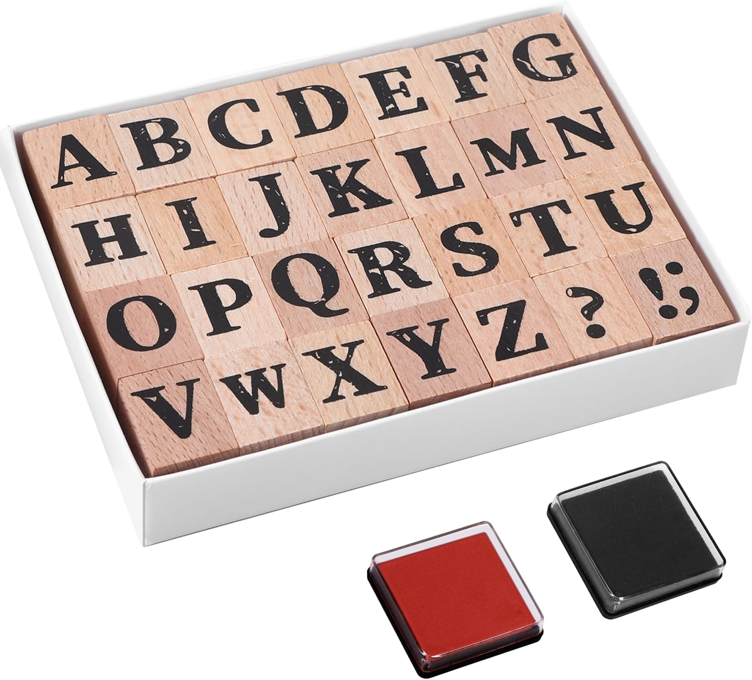 10 Pcs Number Stamps Set, Wooden Number Rubber Stamps 0-9 with 2 Colors Stamp Pad, Craft Ink Digits Stamp for Calendar Scrapbooking Card Making DIY Crafting Back to School Supplies Gifts