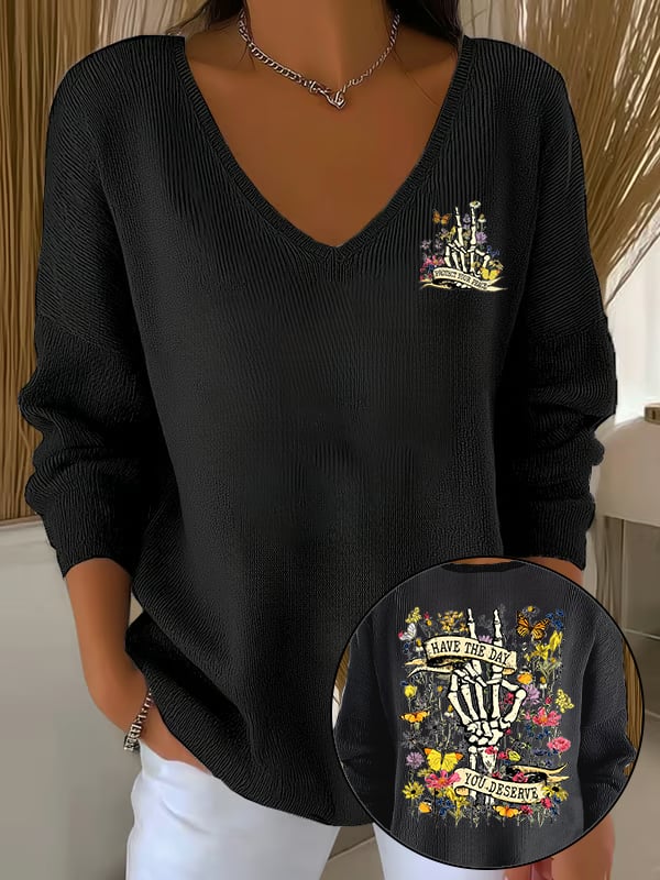 🔥Buy 3 Get 15% Off🔥Women's Flower skull hand gesture Of WDNC Club We Do Not Care Menopause Perimenopause Print Sweatshirt