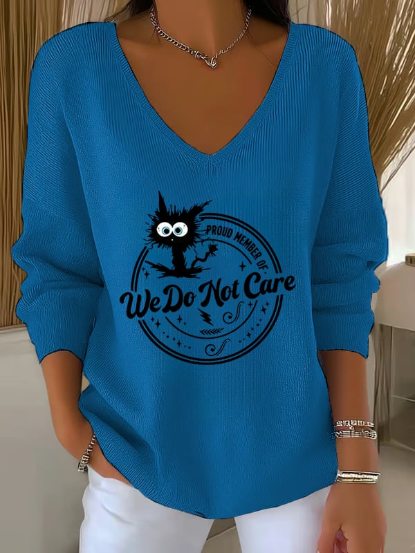 V-Neck Retro Funny Proud Member Of Club Menopause Perimenopause Print Knitted Tops