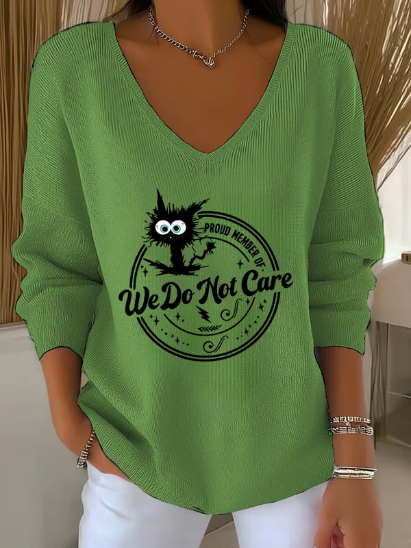 V-Neck Retro Funny Proud Member Of Club Menopause Perimenopause Print Knitted Tops