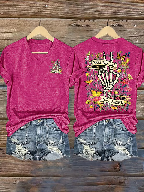 🔥Buy 3 Get 15% Off🔥Women's Flower skull hand gesture Of WDNC Club We Do Not Care Menopause Perimenopause Print T-Shirt