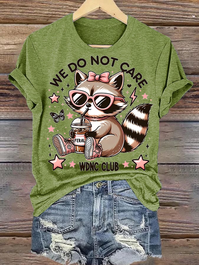 🔥Buy 3 Get 15% Off🔥Women's Cute little raccoon for Women's WDNC Menopause & Perimenopause Printed T-shirt