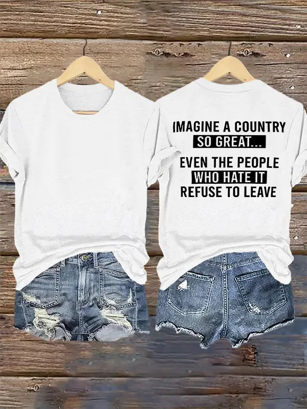 Women's IMAGINE A COUNTRY Print T-Shirt