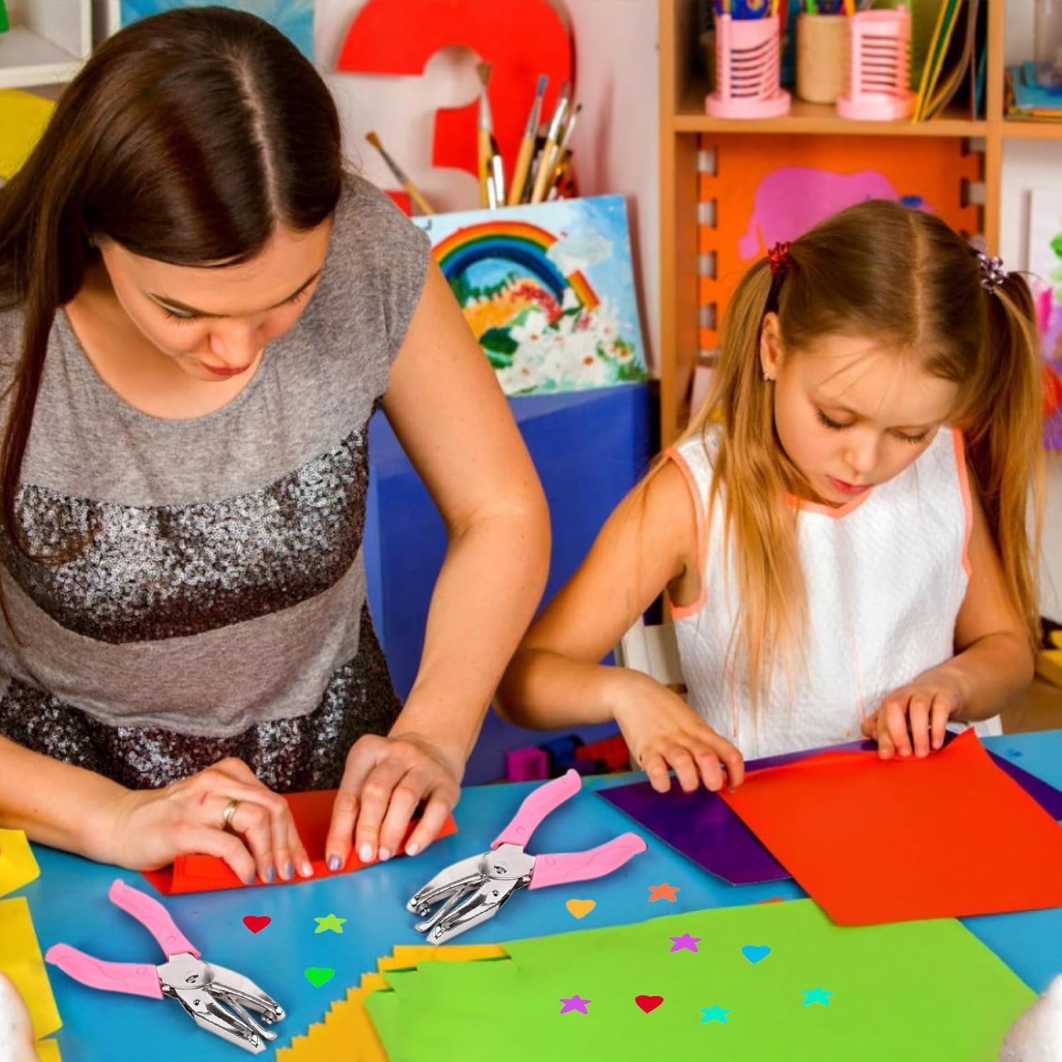 Soft-Grip Metal Hole Punchers | 2-Pack (Heart & Star) for Crafting & Scrapbooking