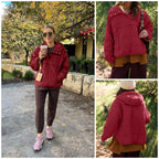 Veste doudoune oversize matelassée à capuche chauve-souris pour femme, pull à manches longues léger et chaud avec grande poche poitrine