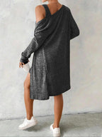 Completo da donna a righe, stile casual, tessuto confortevole, design alla moda, perfetto per l'uso quotidiano, abbigliamento