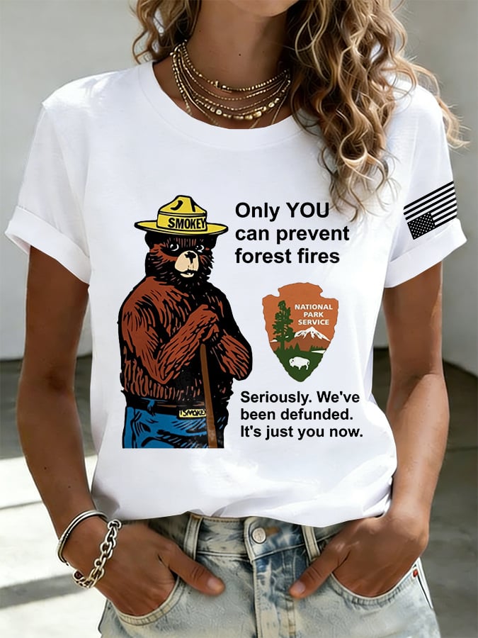 Retro Resist Salva Il Servizio Forestale Solo Tu Puoi Prevenire Gli Incendi Boschivi Seriamente. Ci Hanno Tagliato I Fondi. Ora Dipende Solo Da Te Stampa Maglietta