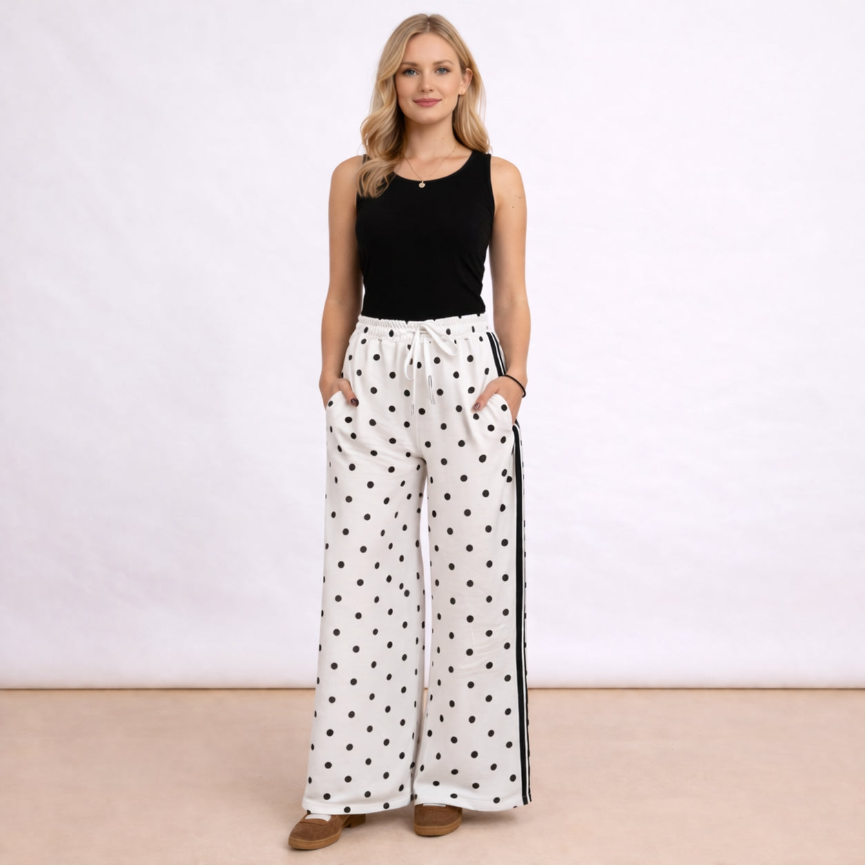[2026.SOUL] Pantaloni A Pois Con Banda Laterale