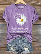 Women's  Faith Hope Love Lung Cancer Awarenes Apparel Print  T-Shirt