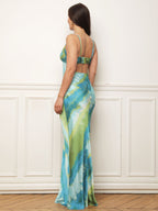 Satin-effect ombré backless dress