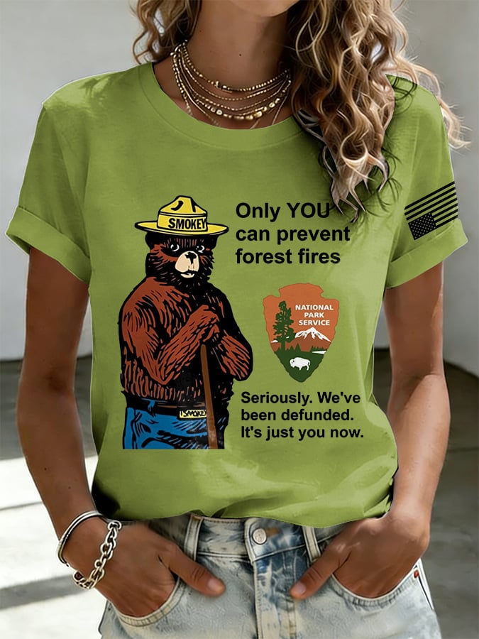Retro Resist Salva Il Servizio Forestale Solo Tu Puoi Prevenire Gli Incendi Boschivi Seriamente. Ci Hanno Tagliato I Fondi. Ora Dipende Solo Da Te Stampa Maglietta