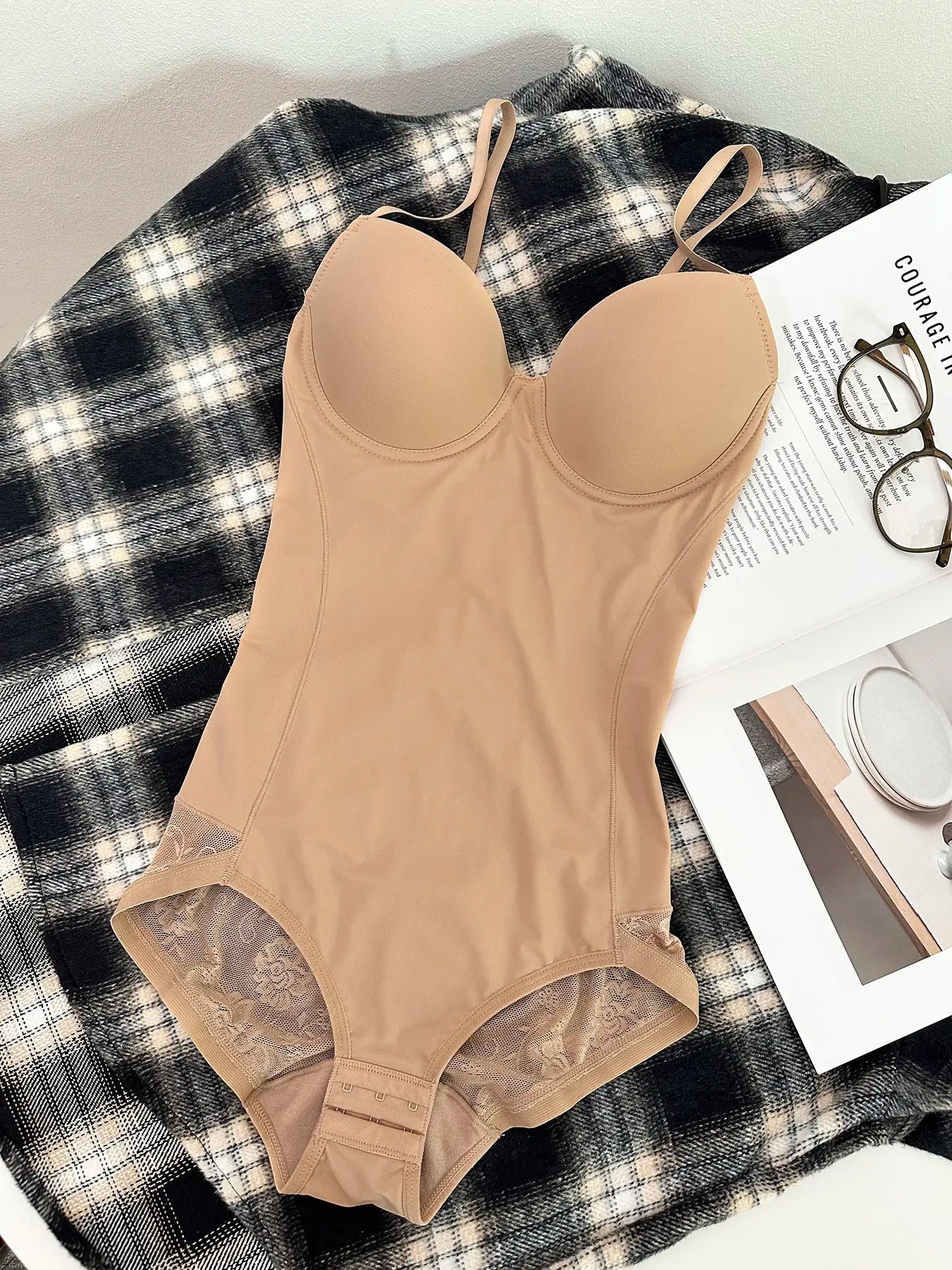 Body Gainant Amincissant Dos Nu Décolleté Plongeant pour Femme, Tailles XS-XXL, Style Décontracté, Design Uni, Portable Toute Saison