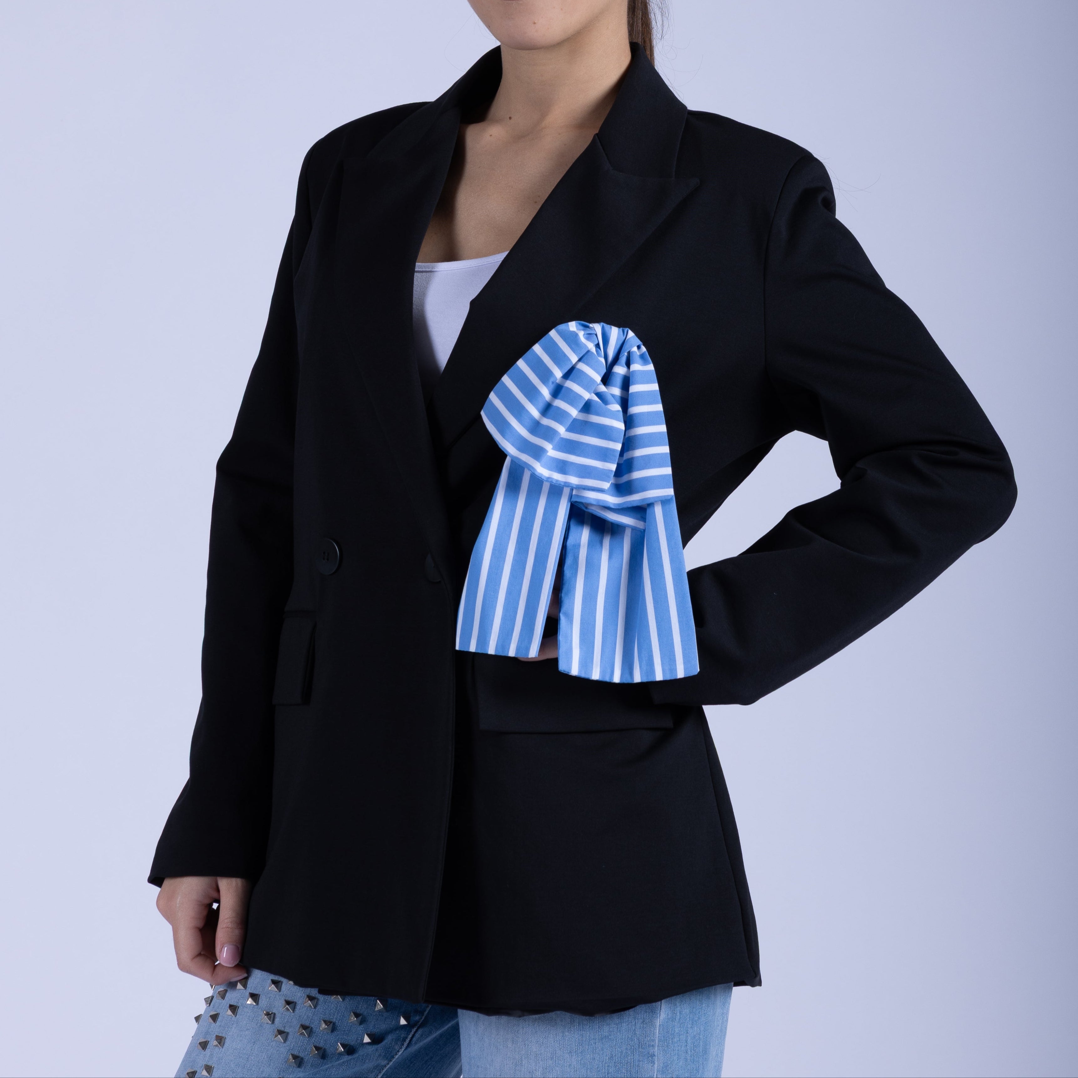 DOUBLE BREASTED BLAZER WITH BOW