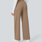 Pantaloni da Lavoro a Vita Alta con Tasche e Gamba Dritta, Abiti Business Casual da Donna, Abbigliamento Sportivo e da Esterno da Donna