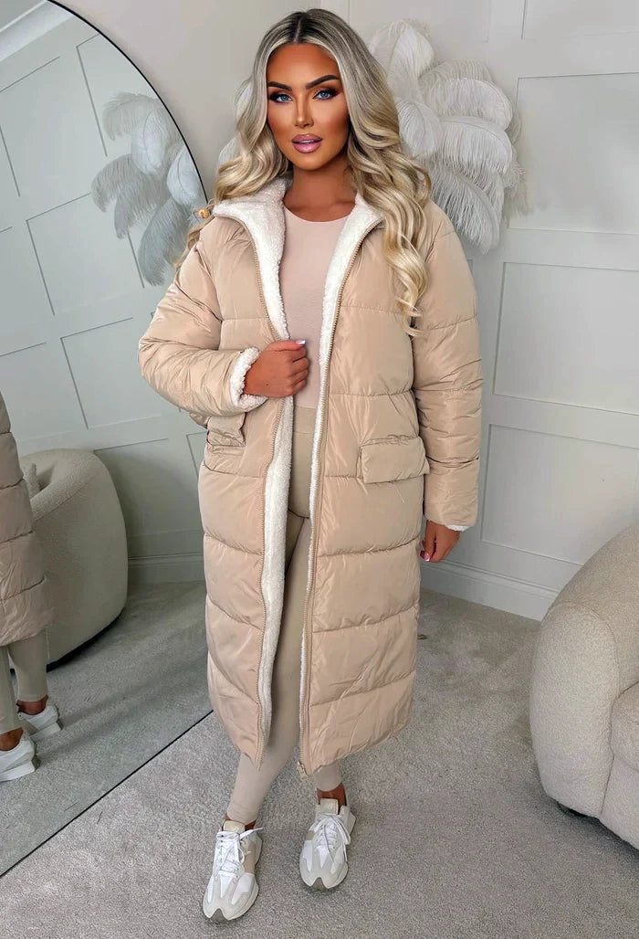 Doudoune matelassée réversible noire en polaire sherpa Double Trouble