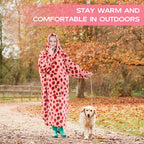 Coperta Indossabile con Cappuccio Oversize in Pile Sherpa, Felpa con Cappuccio con Maniche, Coperta con Cappuccio Accogliente e Gigante Extra Lunga per Adulti Donna Regalo Invernale (Fragola)