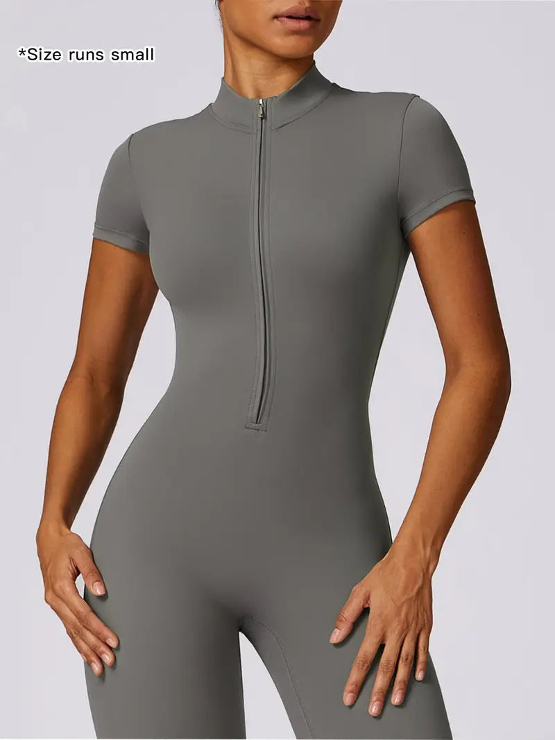 Combinaison de sport pour femme, col montant, fermeture éclair robuste