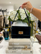 Mini sac en cuir véritable avec boucles en bois et accessoires dorés (10 coloris)