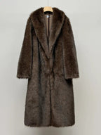 Manteau pour femme en fausse fourrure, couleur unie, devant ouvert, élégant, manches longues, col cascade, vêtement d'extérieur pour l'automne et l'hiver, vêtements pour femmes à porter au quotidien, vêtements pour femmes