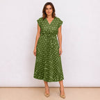 [2026.COUTURE] Cannes, Vestito Incrociato Plissettato A Pois