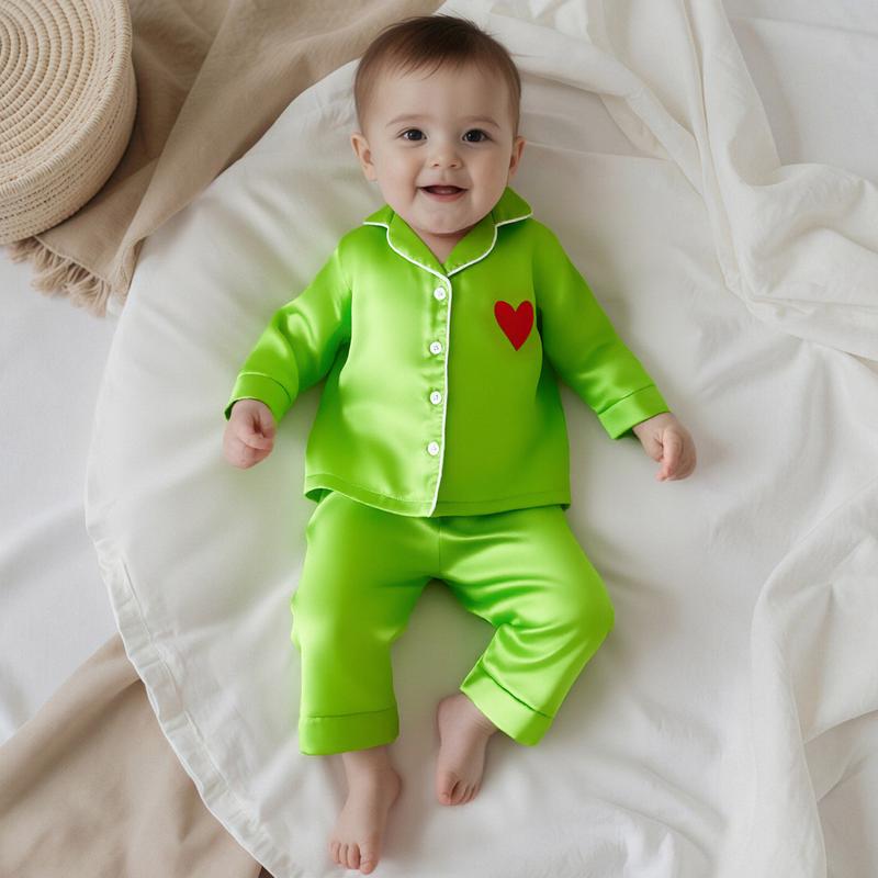 Pyjamas Mommy and Me, Tenues de Nuit de Noël Assorties pour la Famille, Hauts à Manches Longues avec Revers et Col en V Boutonnés et Pantalons à Taille Élastique pour la Maison