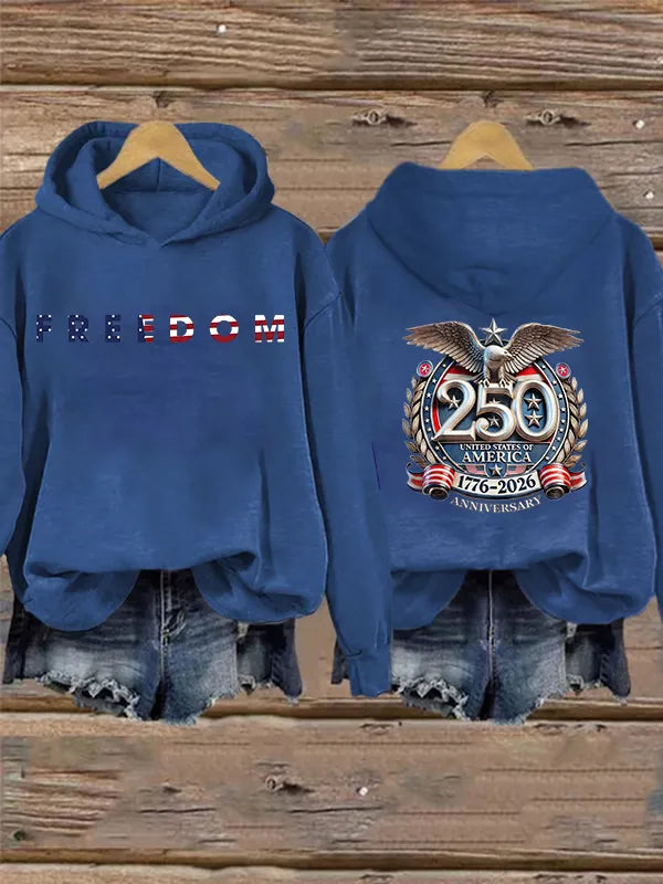 Felpa con cappuccio stampata Women's American 250th