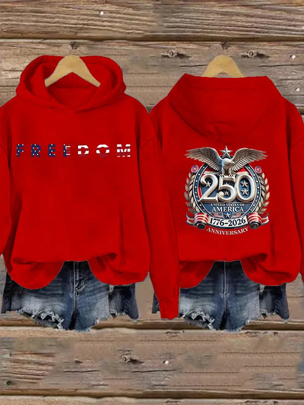 Felpa con cappuccio stampata Women's American 250th