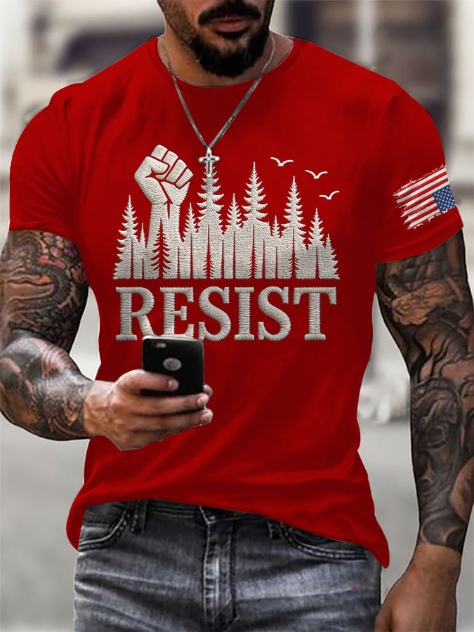 T-shirt da uomo retrò con stampa "Resist Save The Forest Service"