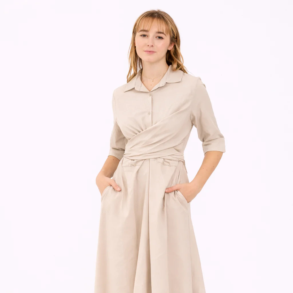 2026 Bea, Long Dress With Waist Tie