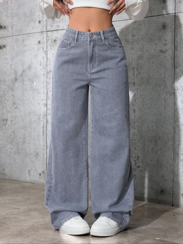 Jean droit ample femme style vintage, jean décontracté pour l'automne et l'hiver, look boyfriend classique