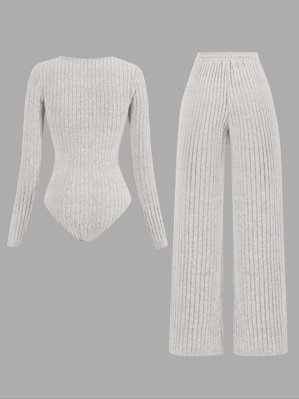 Ensemble salopette en molleton côtelé de couleur unie coupe slim pour femme, pantalon large, tissu confortable et tendance pour le quotidien