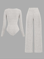 Ensemble salopette en molleton côtelé de couleur unie coupe slim pour femme, pantalon large, tissu confortable et tendance pour le quotidien