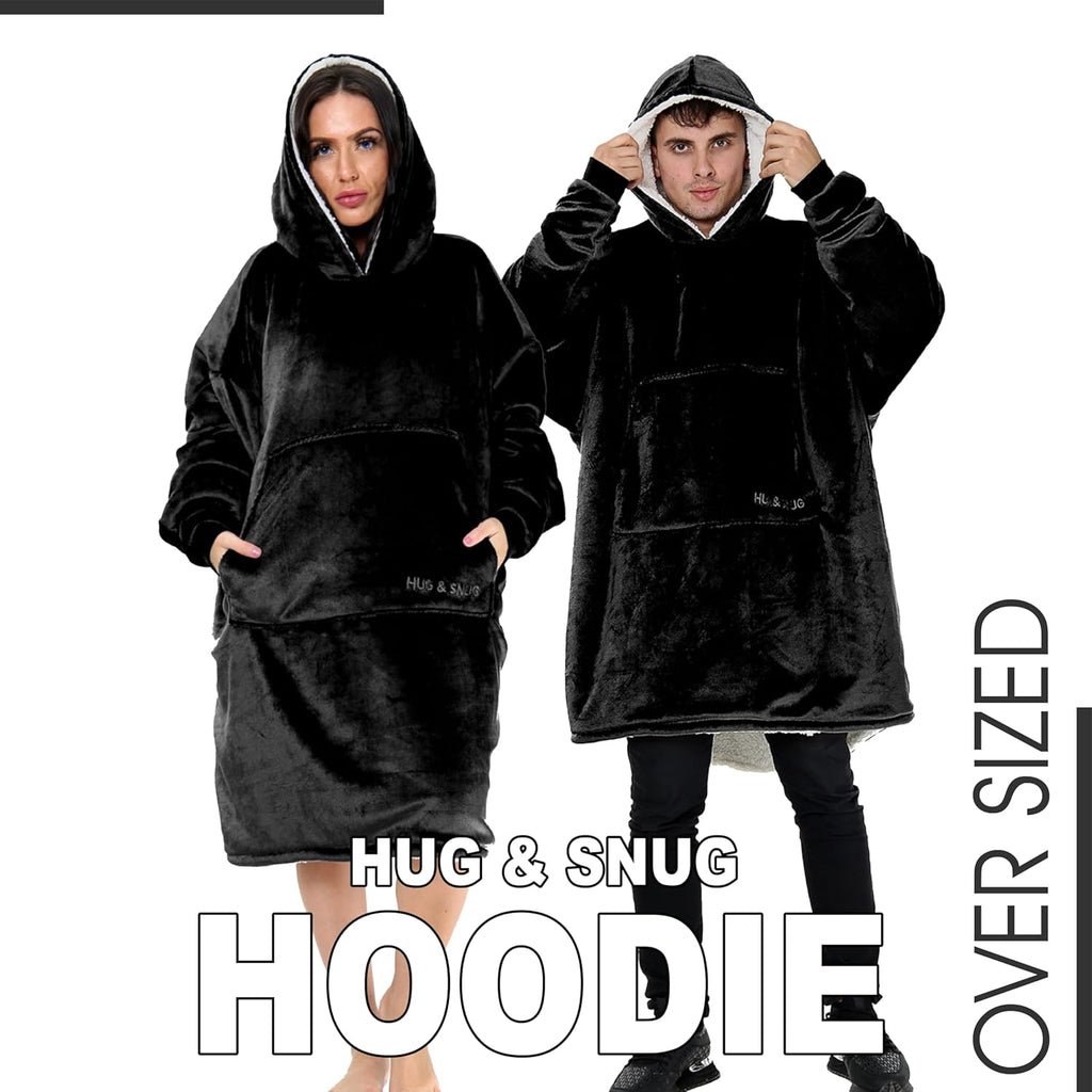 Couverture Sweat à Capuche Géante Homme Femme, Polaire Sherpa Ultra Douce Chaude Confortable Portable, Plaid Couverture à Manches pour Adultes Ados avec Grande Poche