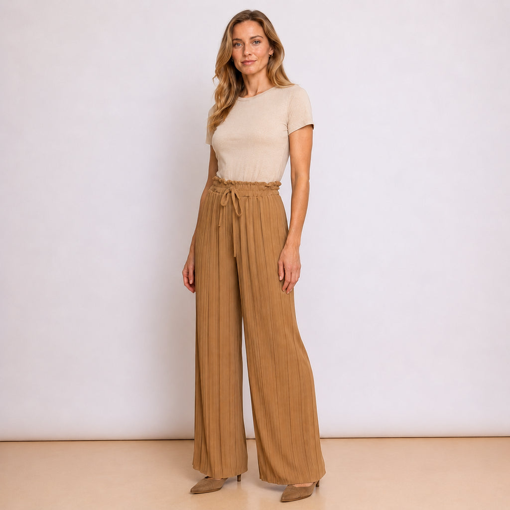 [2026] Pantalone Plissettato Con Coulisse In Vita