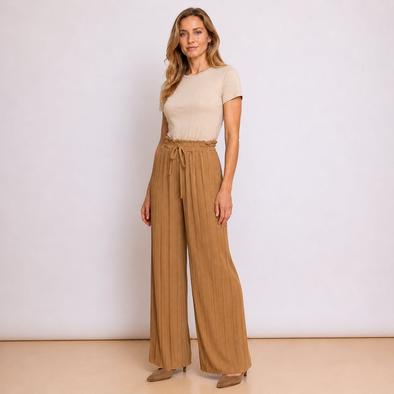[2026] Pantalone Plissettato Con Coulisse In Vita