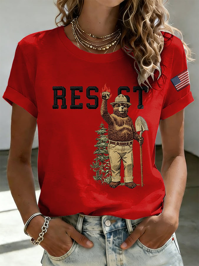T-shirt stampata Retrò Resist Save The Forest Service