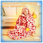 Coperta Indossabile con Cappuccio Oversize in Pile Sherpa, Felpa con Cappuccio con Maniche, Coperta con Cappuccio Accogliente e Gigante Extra Lunga per Adulti Donna Regalo Invernale (Fragola)