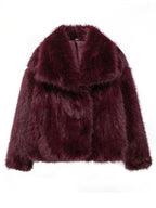 Giacca in finta pelliccia tinta unita da donna, cappotto casual a maniche lunghe con colletto per autunno e inverno, abbigliamento da donna per tutti i giorni, top carini