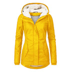 Parka d'hiver en coton épais avec doublure en polaire, manteau chaud à capuche mi-long, coupe ajustée, manches longues, en fausse fourrure noire, pour un style élégant et décontracté - Vestes