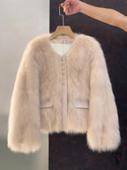 Manteau en fausse fourrure de renard pour femme, section courte, nouvelle collection automne hiver, version coréenne, pour les trajets quotidiens, en vraie fourrure patchwork, vêtement d'extérieur.